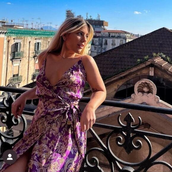 Zara SATIN EFFECT PRINT DRESS Size Small - Picture 2 of 16